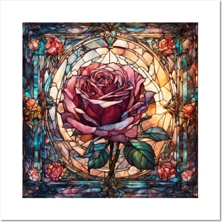 Stained Glass Rose Posters and Art